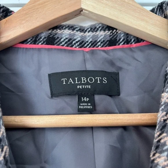 Talbots Double Breasted Bradwell Plaid Blazer 14 P Petite Office Career Business - Picture 6 of 11